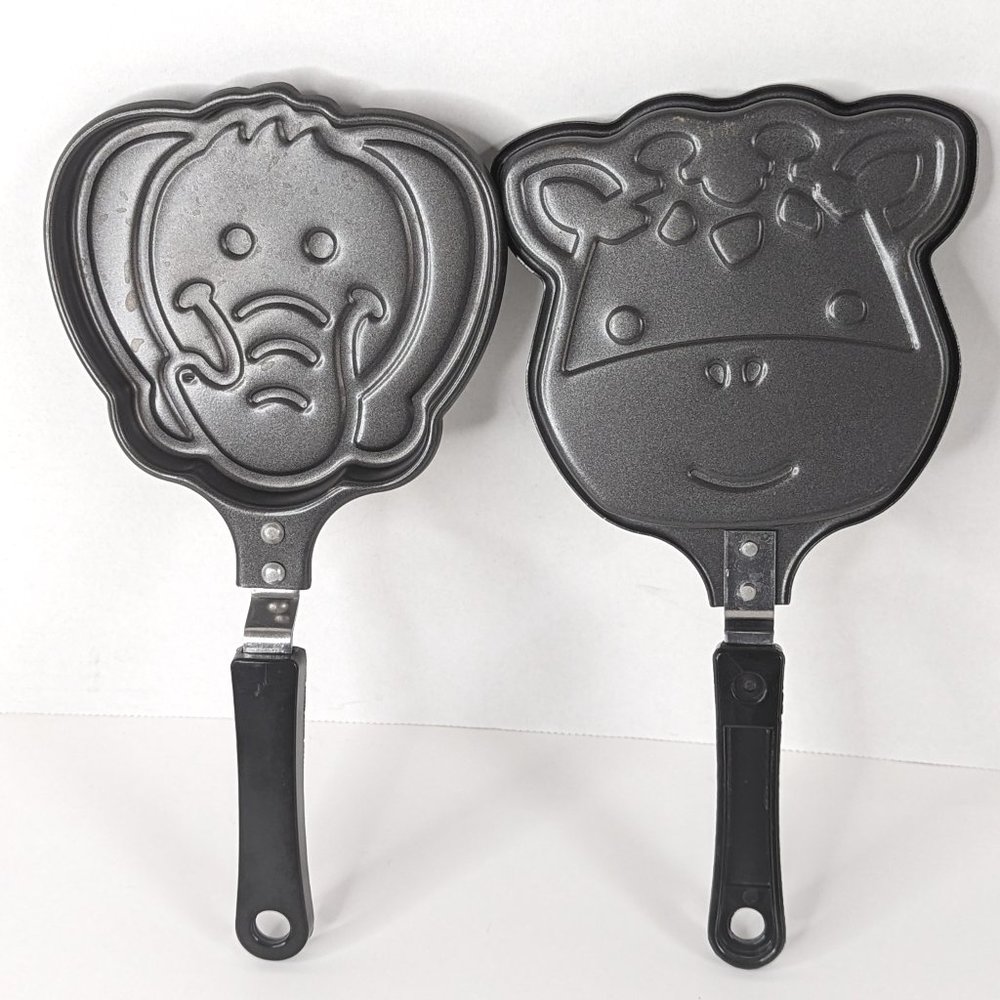 Novelty Non-Stick Animal Character Pancake Pans Set (Elephant & Cow)